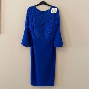 Cobalt / electric blue midi lace dress
